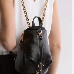 Rebecca Minkoff Black Backpack with Gold Chain